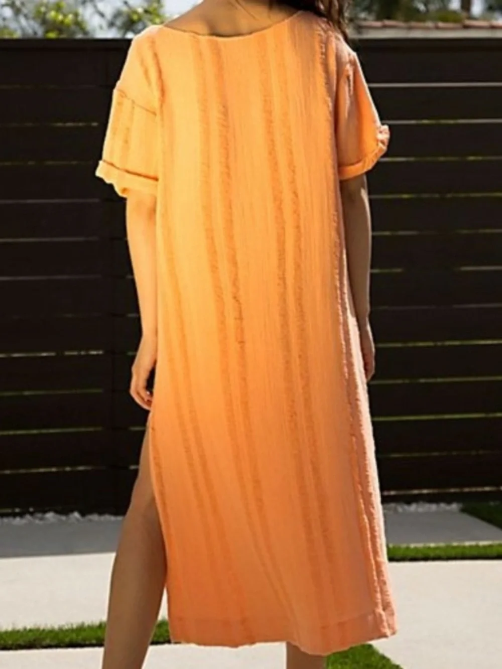 Free People Calypso distressed tee. Peach/Coral NWT Small - Picture 2 of 13
